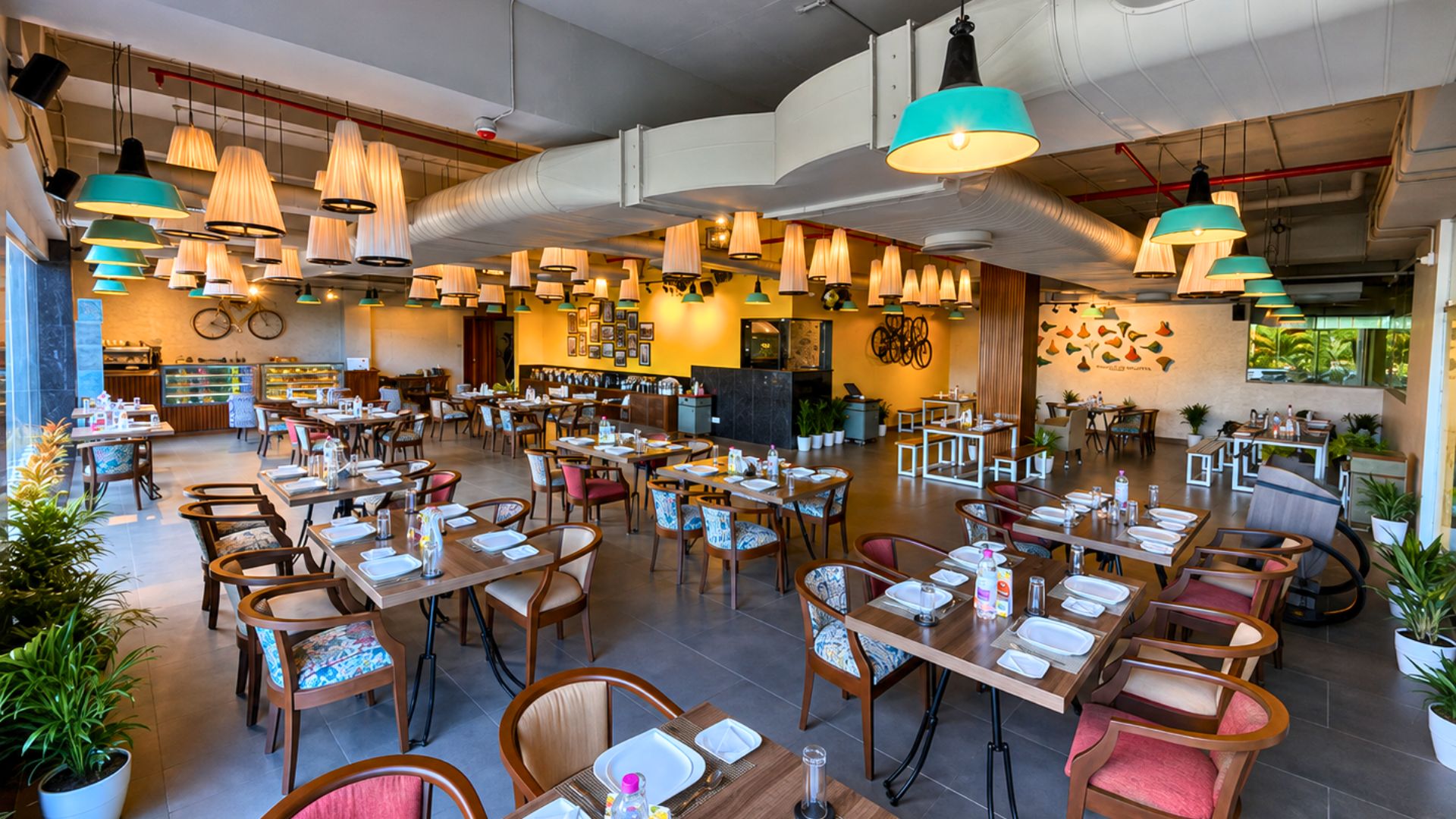 Warm restaurant lighting creating a cozy atmosphere